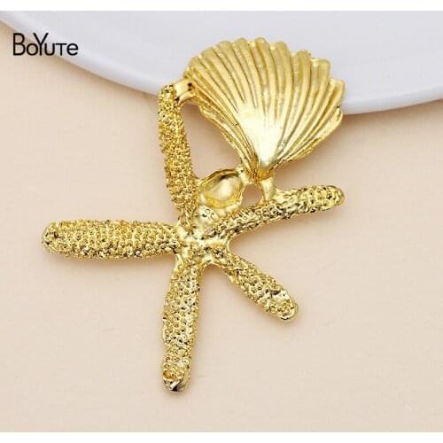 BoYuTe Wholesale (10 Pieces/Lot) Metal Alloy 38*53MM Starfish Shell Materials Vintage Style Diy Hand Made Jewelry Accessories