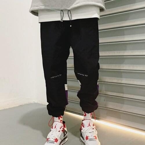 Hip Hop Streetwear Mens Splice Joggers Pants Fashion Men Casual Cargo Pant Trousers High Street Elastic Waist Harem Pant Men