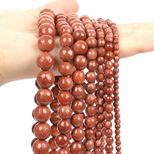 Faceted Natural Stone Beads Gold Sandstone Round Loose Spacer Beads For Jewelry Making Needlework Bracelets DIY Earrings 4-12MM