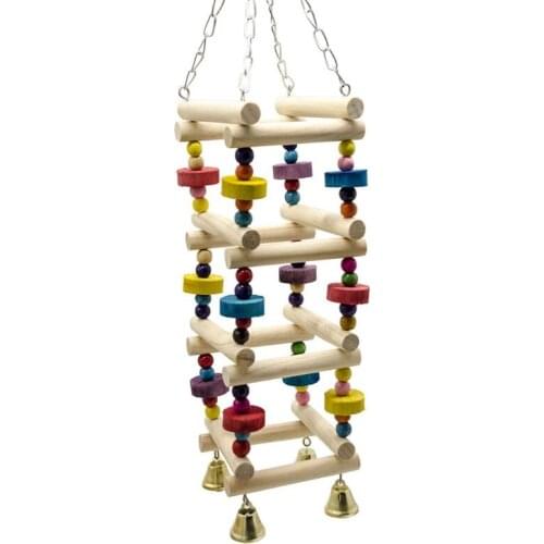 Wooden Bird Swings Ladders Toys Parrot Chewing Climbing Stand Perch Parakeets Playground Colorful Bite Blocks