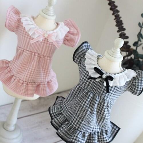 Pet Dog Dress Princess Style Warm Wool Fabric Puppy Clothes Bow-Knot Adorn Pearl Dress For Small Dogs Chihuahua Poodle Outerwear