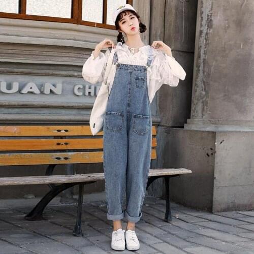 Age-reducing Denim Overalls Womens 2020 Spring and Summer All-match Korean Style Loose and Thin Nine-point Mother Jeans