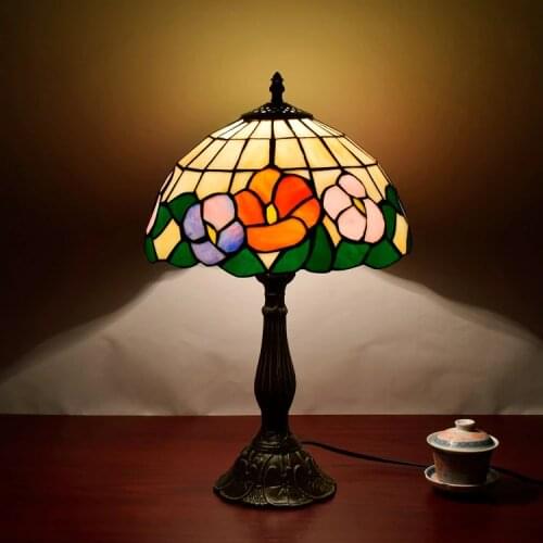 European retro bedroom bedside lamp bar KTV bar art glass personalized desk lamp 30CM