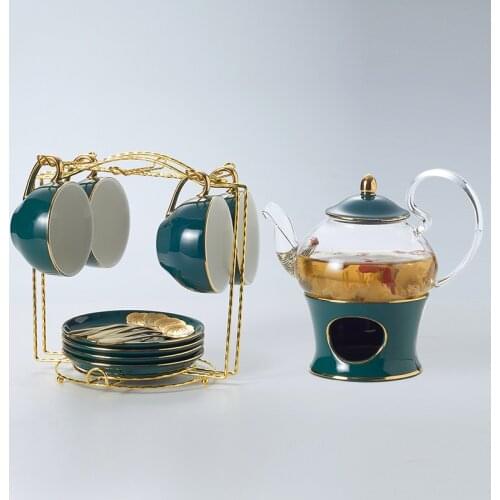 Nordic Ceramic Tea Set Porcelain Scented Tea Cup Pot with Candler Strainer Floral Teapot Set Cafe Mug Teatime Coffee Cup Teacup