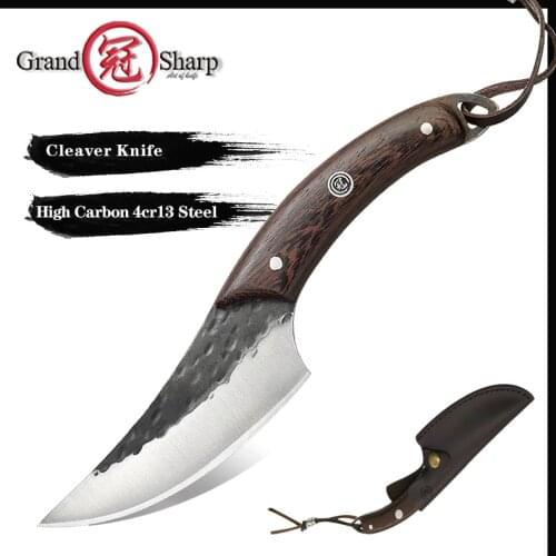 Grandsharp Boning Knife Handmade Forged Chef Kitchen Knife BBQ Outdoor Camping Survival Tool Forged Hunting Knife Leather Sheath