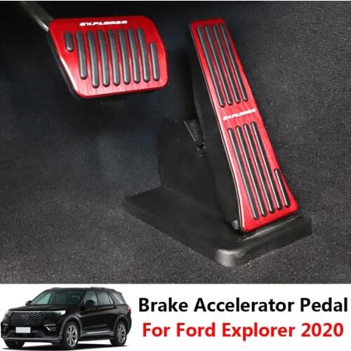 Aluminum Red Black Pedals Cover For Ford Explorer ST 2020 Car Styling Aluminum Alloy Brake Accelerator Pedal Covers No Drilling