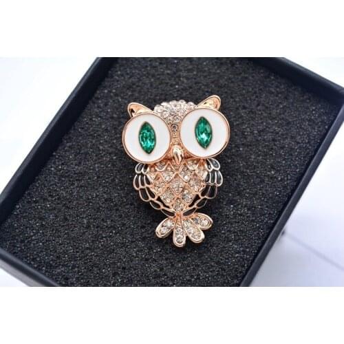 2021 Hot New personality cute oil owl brooch Crystal from Swarovskis Men and women same-style pin brooch accessories