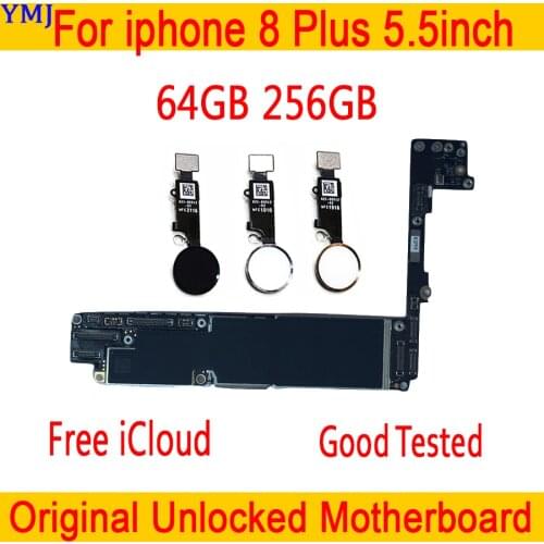 64GB 256GB for iphone 8 Plus Motherboard+Clean iCloud,100% Original unlocked for iphone 8Plus Mainboard with/without Touch ID