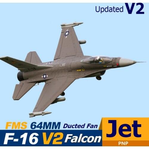FMS RC Airplane 64mm F16 F-16 V2 Vigilantes Ducted Fan EDF Jet Grey Scale Warbird Fighter Model Hobby Plane Aircraft Avion PNP