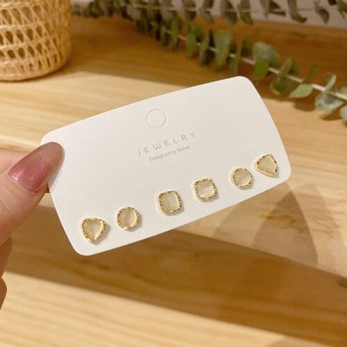 Trendy Luxury Ins Style Earring Set for Women Simple Temperament Opal Geometric Woman Wedding Party Jewelry Gift Decoration