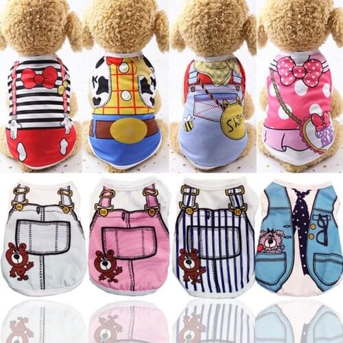 Cartoon Dog Shirt Summer Small Dog Clothes Chihuahua Tshirt Puppy Vest Yorkshire Terrier Pet Clothes Ropa Perro Pets Clothing