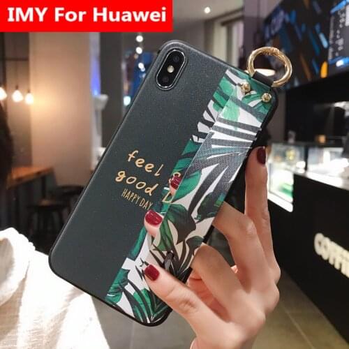 Art leaves wrist strap support soft case For Huawei nova 3 4 2S 5 5pro 5i pro 6 6SE P Smart Z Honor 20 pro Y9 Y7 2019 back cover