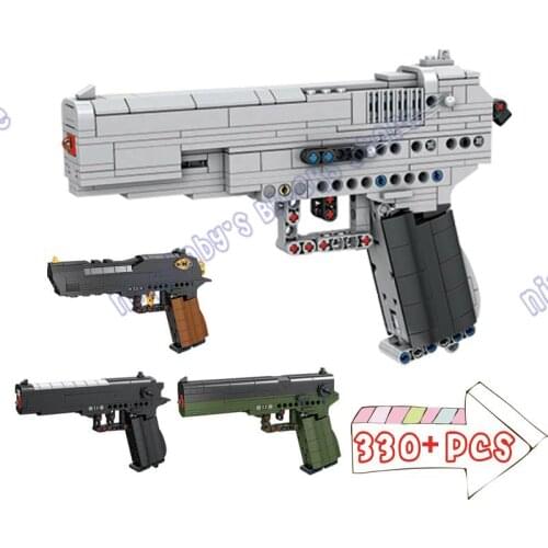 330PCS+ Pistol Military War Guns SWAT WW2 Building Blocks Bricks Toys Children Kids Desert Eagle Shooting 4 Type Gifts