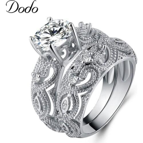 New Arrival Hollow Love Heart Flower Ring Combination Couple Rings For Women Wedding Ring Set anillos mujer anelli donna YR266