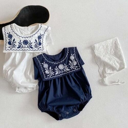 Summer New Baby Bodysuit Sleeveless Cotton Jumpsuit O-neck Embroidery Infant Outfit Solid Casual Toddle Clothes