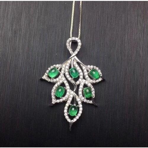 Natural green Egg emerald Elegant Lucky Bells Pendant necklace S925 silver Natural gemstone necklace women girl gift jewelery