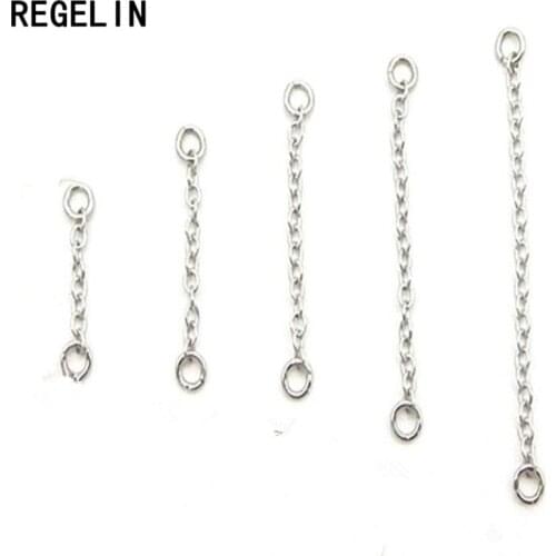 REGELIN 925 Sterling Silver Chain Connector Hook Clasp Extender Chain Link 5pcs/lot 15/20/25/30/50mm Fit DIY Necklace Bracelet