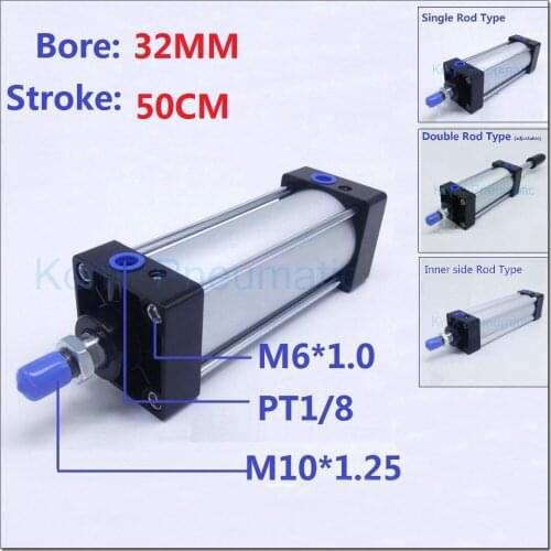 SC32-50 Pneumatic Standard Air Cylinder Piston 32mm Bore 50mm Stroke Single Rod Double Acting Magnet Adjustable SU SCD SC32*50