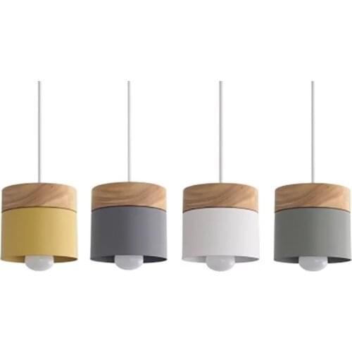 Modern Wood Iron Pendant Lights Nordic Colorful minimalist living roomCoffee Bedroom led indoor decor Hanging lamps E27
