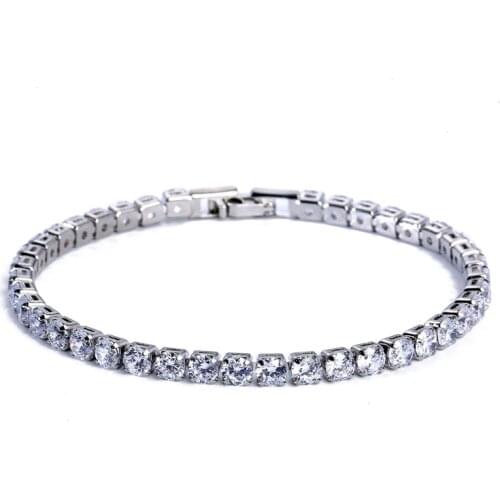 4mm Cubic Zirconia Tennis Bracelet For Women Silver Color Bracelets