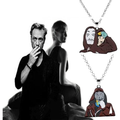 TV House of Cards Jewelry Enamel Cosplay Mask Pendant Necklace Salvador Dali Professor Cartoon Character Necklace Colar