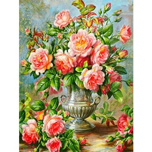Flower Poppy Printed Fabric 11CT Cross Stitch Embroidery Full Kit DMC Threads Knitting Craft Needlework Painting For Floss