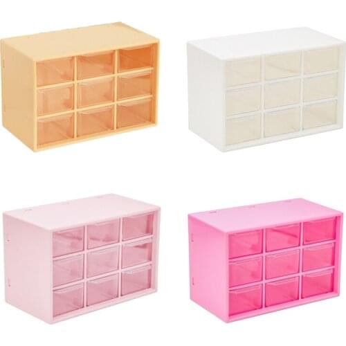 9 Grids Desktop Storage Box Jewelry Drawer Desk Organizer Plastic Cosmetic Earrings Makeup Container for Office Home Toiletries