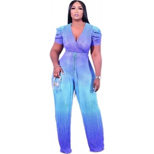 Sexy Gradient Color Jumpsuits African Dresses For Women Overalls Summer Africa Clothes Dashiki Robe Africaine Femme Romper
