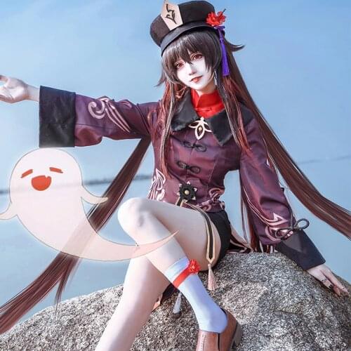 Game Genshin Impact Cosplay Hutao Costume Women Halloween Uniform Cartoon Outfit With Hat Hu Tao Cosplay Costumes Fancy Suit