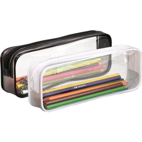 10pcs School Students Clear Transparent Waterproof Plastic PVC Pencil bag Mix Color Mini Travel Makeup Bags