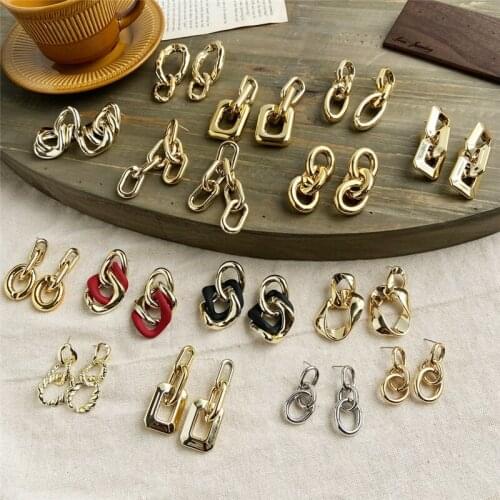 2020 Gold Geometric Thick Chain Drop Earrings for Women Long Punk Chain Dangle Earring Female Statement Fashion Jewelry