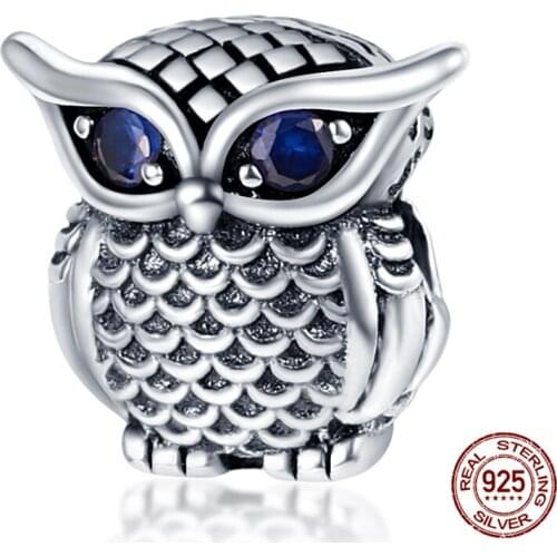 2021 New Owl Shape Charm&Beads 100% Real 925 Sterling Silver Fit Original 3mm Bracelet&Bangle For Women Birthday Fashion Jewelry