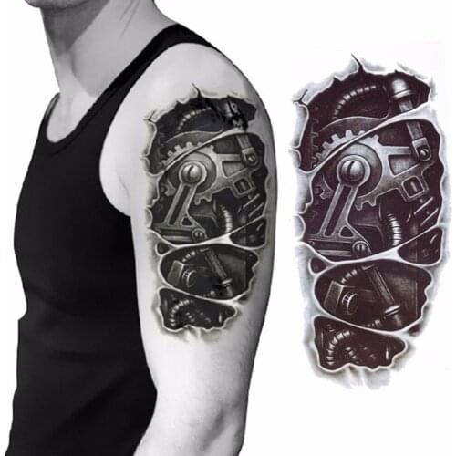 3d Cool Mechanical Arm Tattoo Sticker Fastening Nut Tattoo Sticker Men Arm Hand Body Waterproof Temporary Tattoo Fashion