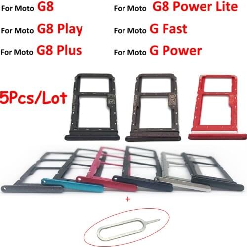 5Pcs/Lot，For Motorola Moto G8 Plus Play / G8 Power Lite / G Fast / G Power SIM Card Slot Tray Holder Repair Part + Pin