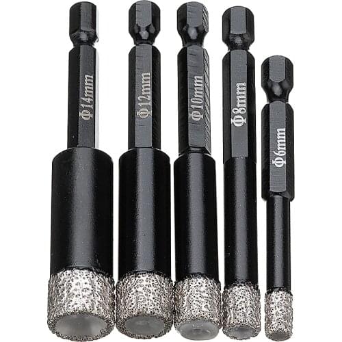 6/8/10/12/14mm Vaccum Brazed Diamond Dry Drill Bits Hole Saw Cutter for Granite Marble Ceramic Tile Glass