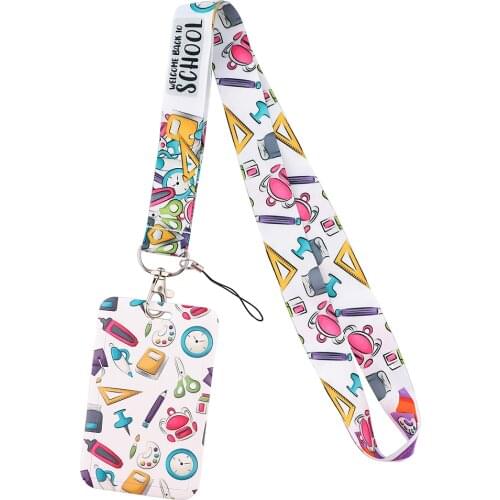 CB771 School Stationery Lanyard Key Ring Holder Cartoon Neck Straps Key Chain Phone Hanging Rope Lariat Lanyards Student Gifts
