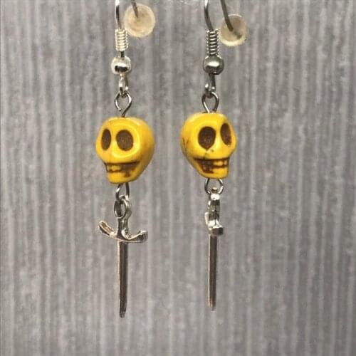 Colorful Skull Earrings Dagger Jewelry Skull Gift Gothic Fashion Women 2020 New Halloween Novelty Beautiful Silver Color