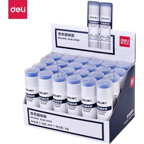 Deli 21g Color Changing PVP Solid Glue Sticks 24pcs/Lot Blue