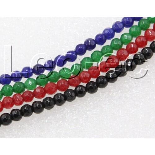 4mm Faceted green red blue jades black agates Stone Loose Beads Strand ForJewelry Making 15" V1242