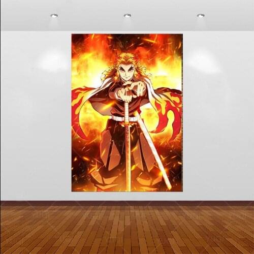 Canvas Anime Kyoujurou Demon Slayer Pictures Home Decoration Paintings Poster HD Prints Wall Art Modular Living Room