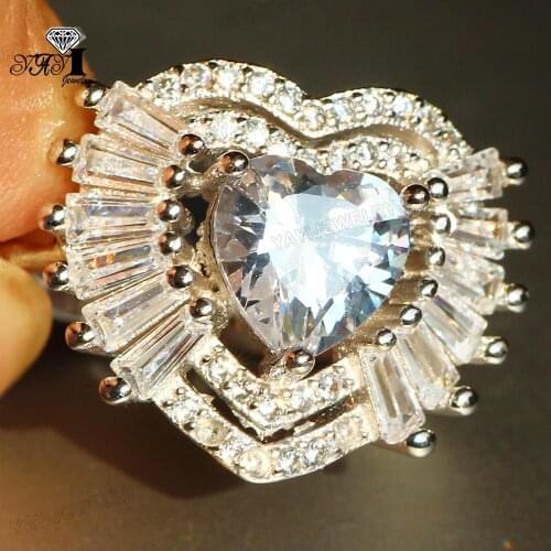 YaYI Fine Jewelry Fashion Princess Claw Set Cut White Cubic Zirconia Silver Color Engagement Wedding Party Leaves Gift Rings