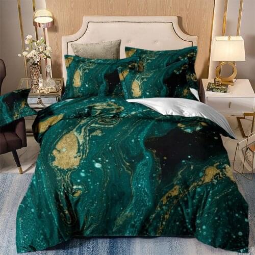 Golden Marble Pattern Luxury Bedding Set Double Queen King Quilt Cover Single Twin Sizes Duvet Cover Set For Child Adult Home