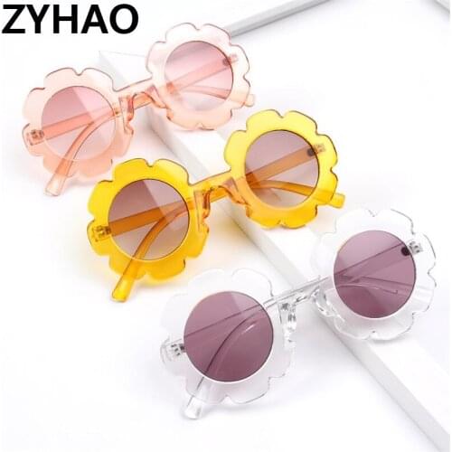 2020 Fashion Design Round Sunglasses Kids Lovely Colorful Sun Flower Sunglasses UV400 Cartoon Sunglasses for Children Girls Boys