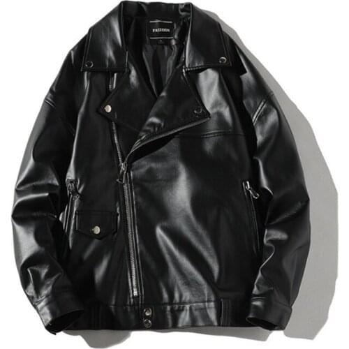 New Spring Punk Leather Jacket Men Coats Zipper Loose Motorcycle Leather Jacket Men Casual Brand Clothing Biker Jacket