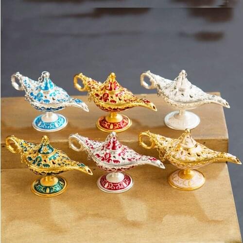 1Pcs 12cm Aladin Lamp Ornament Antique Aladin Magic Lamp Collectible Easter Genie Lamp Souvenir For Home Decor Kid Chrismas Gift