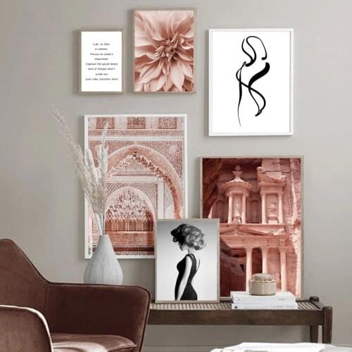 Morocco Door Flower Abstract Line Quotes Wall Art Canvas Painting Nordic Posters And Prints Wall Pictures For Living Room Decor