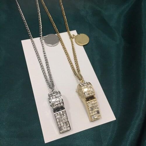 Fashion luxury brand jewelry Whistle necklace full diamond signature letter pendant for women party accessories