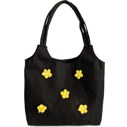 Fashionable Fresh Satchels Elegant Style Three Dimensional Flower Canvas Shoulder Lipstick Handbags Women Shopper Crossbody Bag