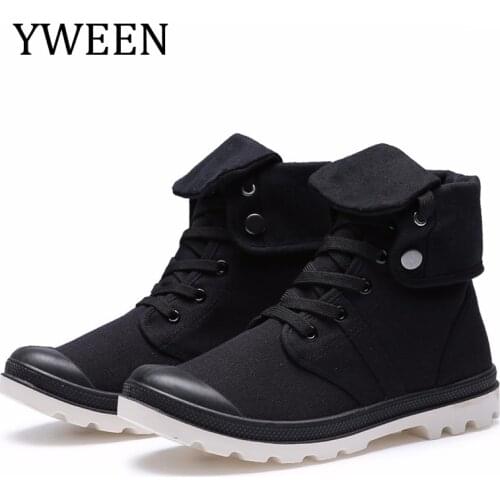YWEEN Spring Autumn Shoes Men Canvas Shoes Lace-up High Style Men Casual Shoes Outdoor Shoes Men