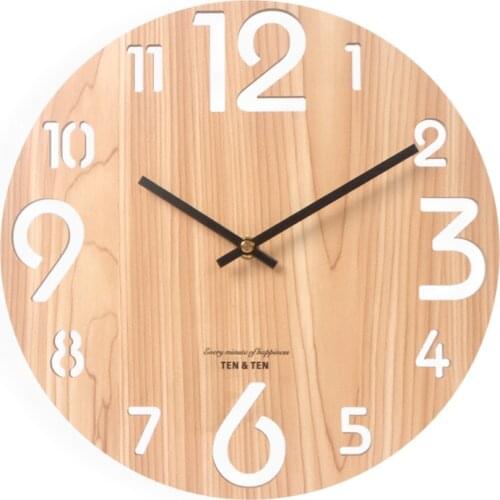 12 Inch 3D Wooden Modern Design Wall Clock Nordic Brief Living Room Decoration Kitchen Clock Art Hollow Wall Watch Home Decor